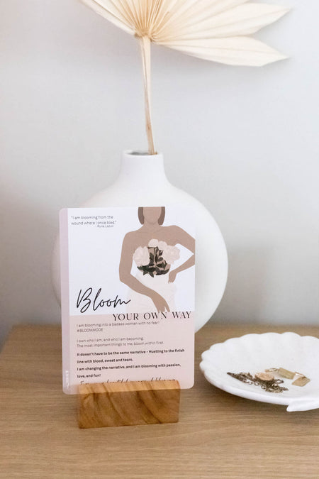 Rectangle Affirmation Natural Wooden Card Stand